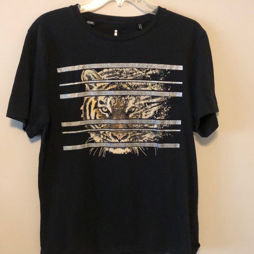 i Jeans by Buffalo Tee Shirt Short Sleeve Tiger Print SZ L